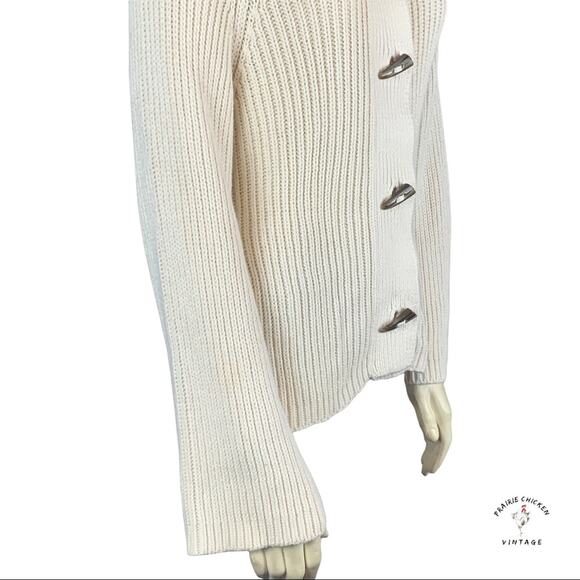 Talbots Chunky Sweater M Medium toggle buttons Cotton Cashmere Knit - Picture 4 of 12